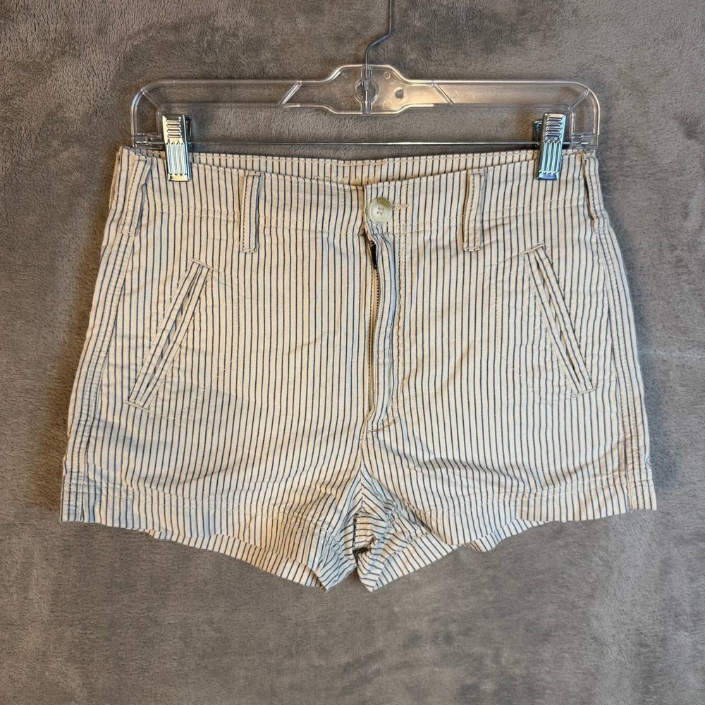 American Eagle Shorts Womens 2 Ticking Stripe Blue White Cotton EUC